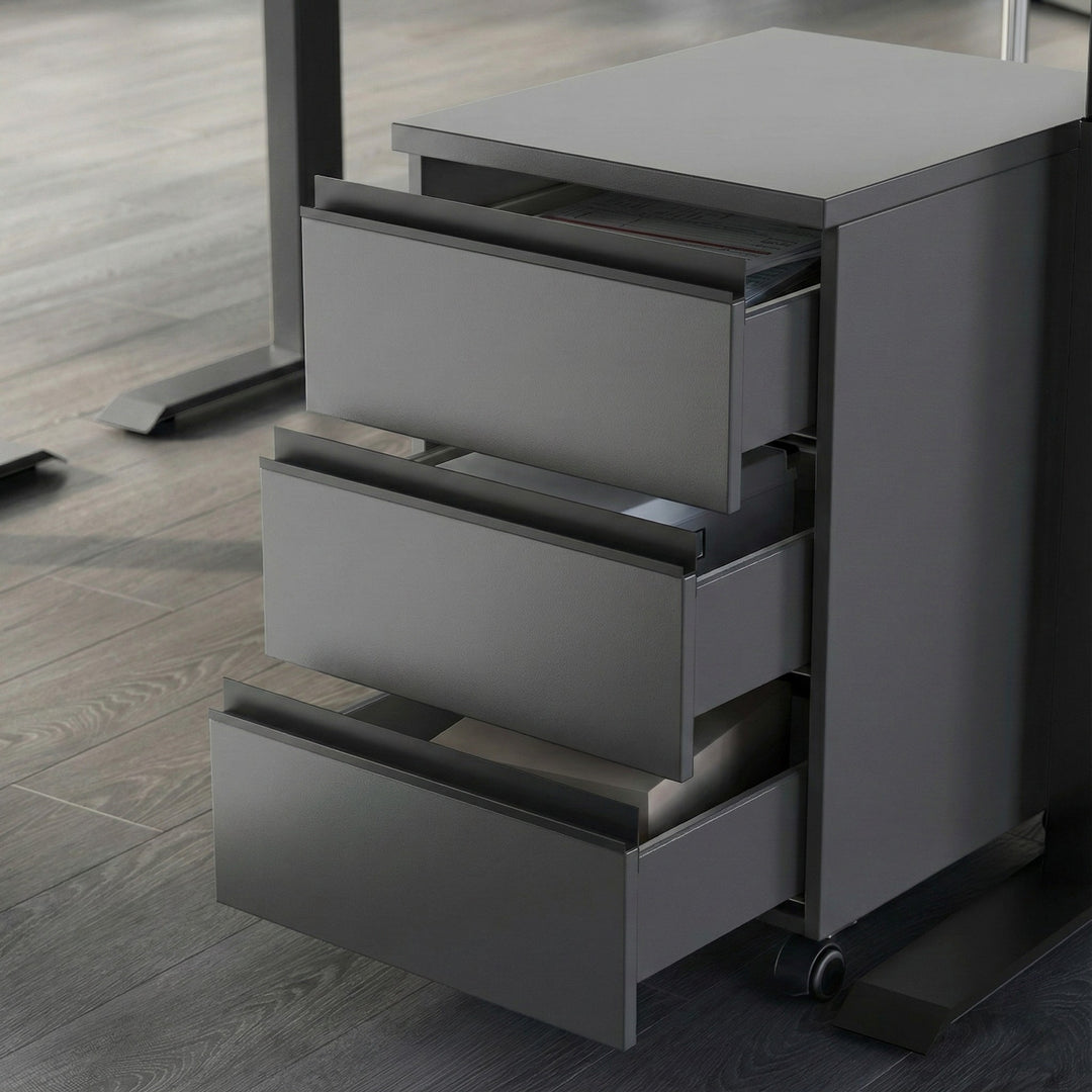 Büro-Set - Schreibtisch &amp; Rollcontainer - Einstellbar 68-91 cm_