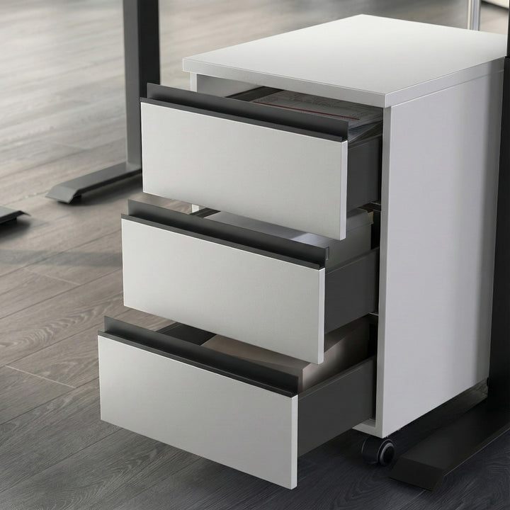 Büro Set 2-teilig | Schreibtisch 140x80cm &amp;amp; Rollcontainer Greige/Schwarz | Einstellbar 68-91cm &amp;amp; Soft-Close | Made in Germany Kadima Design_