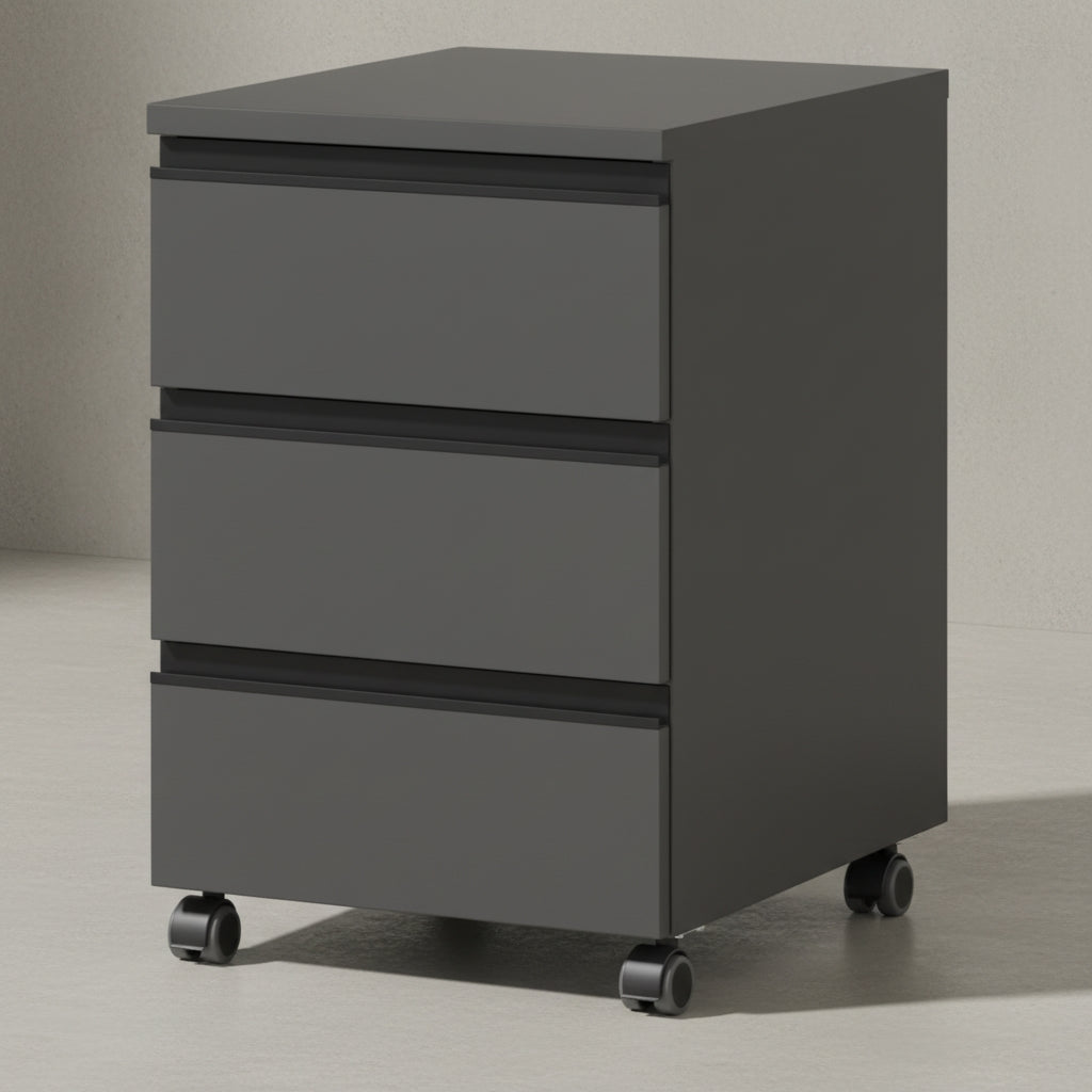 Büro Set 2-teilig | Schreibtisch 140x80cm & Rollcontainer Graphit | Einstellbar 68-91 cm & Soft-Close | Made in Germany "Stuttgart" Kadima Design_
