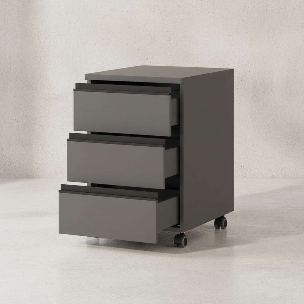 Büro Set 2-teilig | Schreibtisch 140x80cm & Rollcontainer Graphit | Einstellbar 68-91 cm & Soft-Close | Made in Germany "Stuttgart" Kadima Design_
