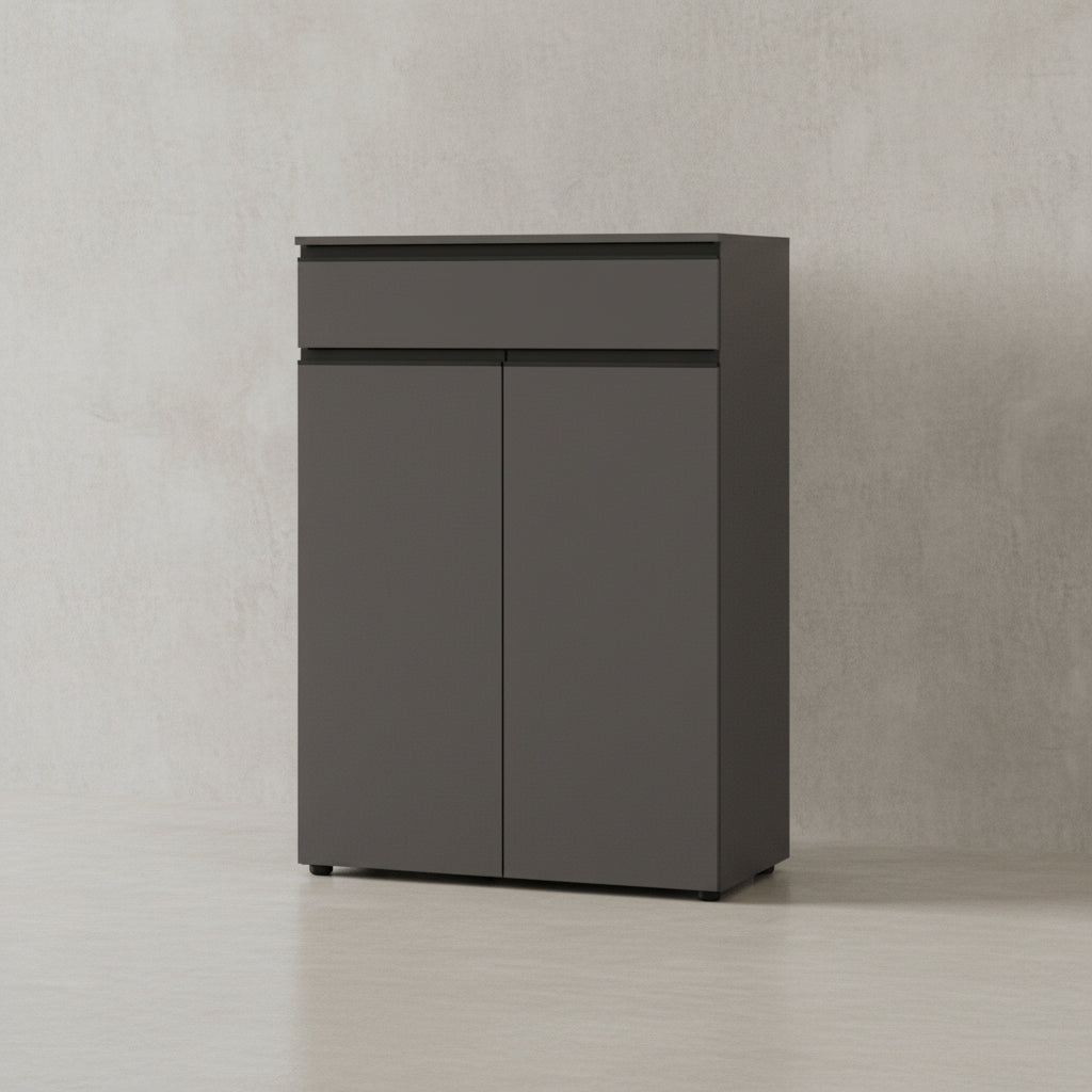 Büroschrank Set 3-teilig | Aktenschrankwand mit Schublade & Soft-Close | Büromöbel Komplettset 240x120x40 cm Graphit  | Made in Germany Kadima Design_