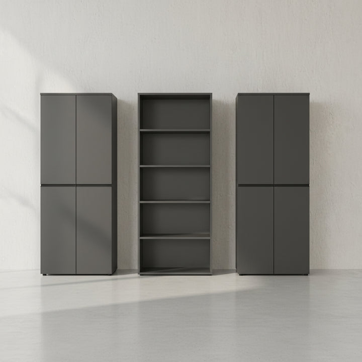 Büro-Set XL Schrankwand Soft-Close Graphit Aktenschrank Büromöbel_