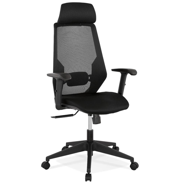 Ergonomischer Bürodrehstuhl ZELARIX mit schwarzer Netzrückenlehne - verstellbarer Kopfstütze und Armlehnen für optimalen Arbeitskomfort von Kadima Design_