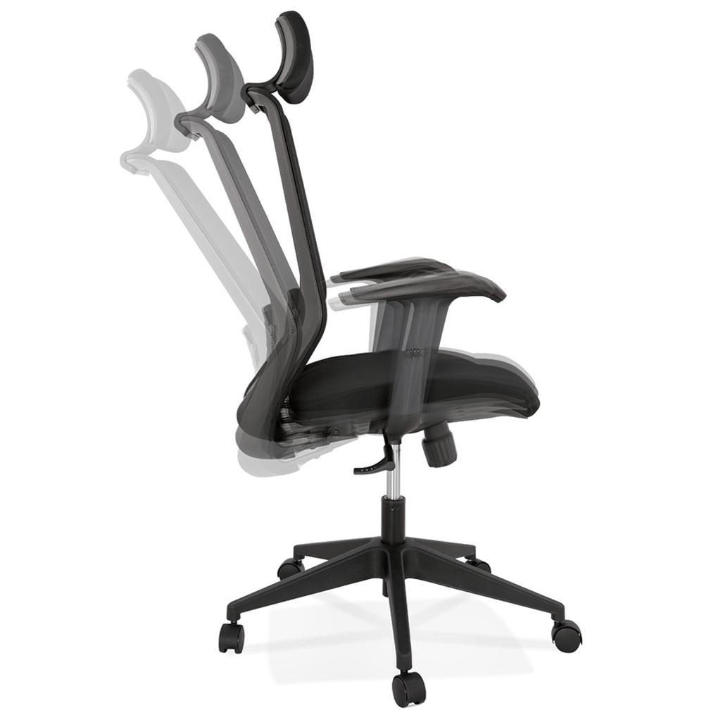 Bürostuhl mit Meshbezug - höhenverstellbarer Kopfstütze und ergonomischer Lordosenstütze für gesundes Sitzen von Kadima Design_