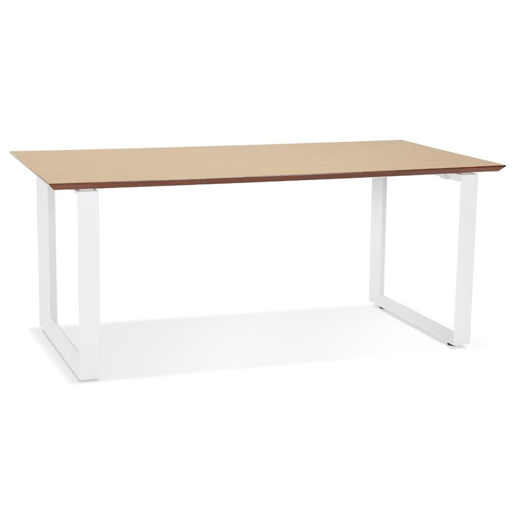 Büroschreibtisch NIVARIX - 180x90 cm - beige MDF-Platte - weißes Metallgestell - moderne Optik für Homeoffice und Büro - Kadima Design_