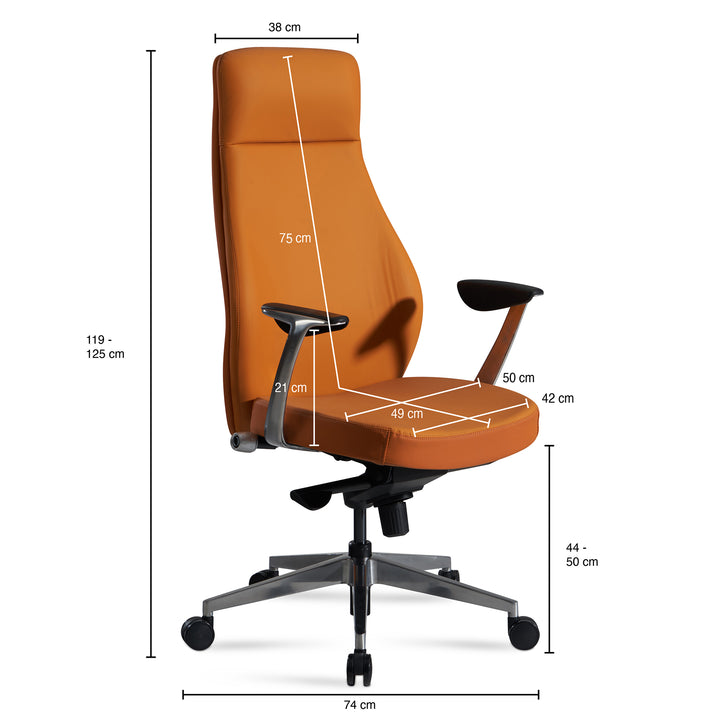 Bürostuhl Kunstleder bis 120 kg mit Wippmechanik, Armlehnen und hoher Rückenlehne, Schwarz 74x74x125 cm