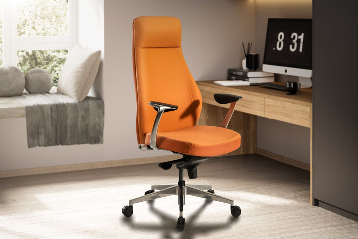Bürostuhl Kunstleder-Bezug Schreibtischstuhl bis 120 kg - Design Chefsessel höhenverstellbar - Drehstuhl ergonomisch mit Armlehnen &amp;amp; hoher Rückenlehne - Wippfunktion_