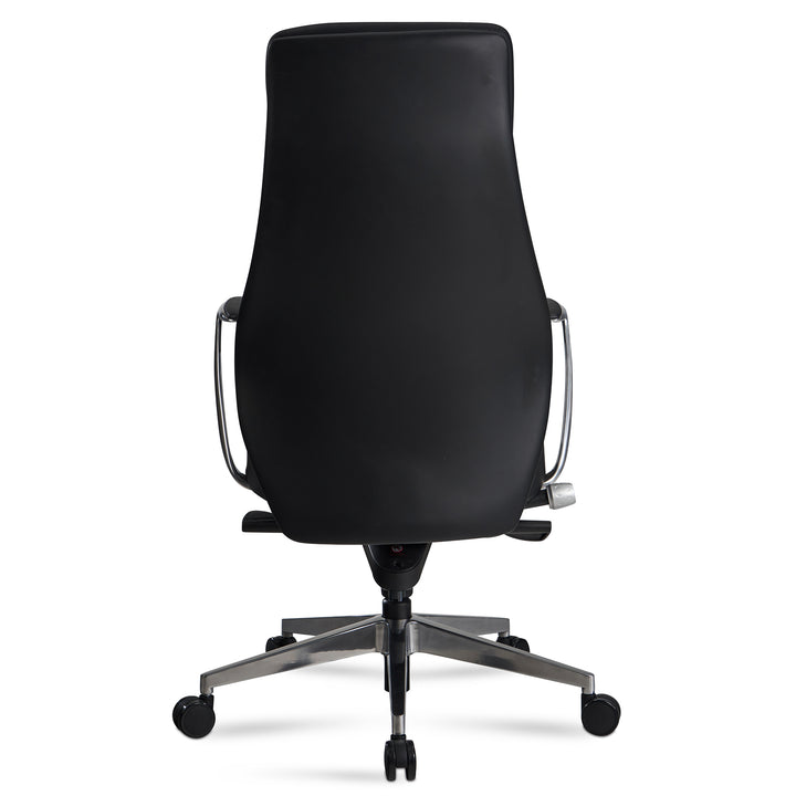 Bürostuhl Kunstleder bis 120 kg mit Wippmechanik, Armlehnen und hoher Rückenlehne, Schwarz 74x74x125 cm
