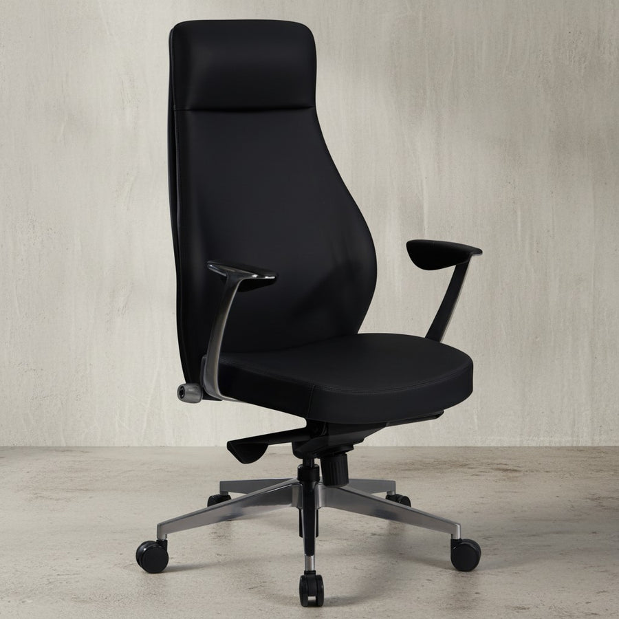 Bürostuhl Kunstleder-Bezug Schreibtischstuhl bis 120 kg - Design Chefsessel höhenverstellbar - Drehstuhl ergonomisch mit Armlehnen &amp; hoher Rückenlehne - Wippfunktion_