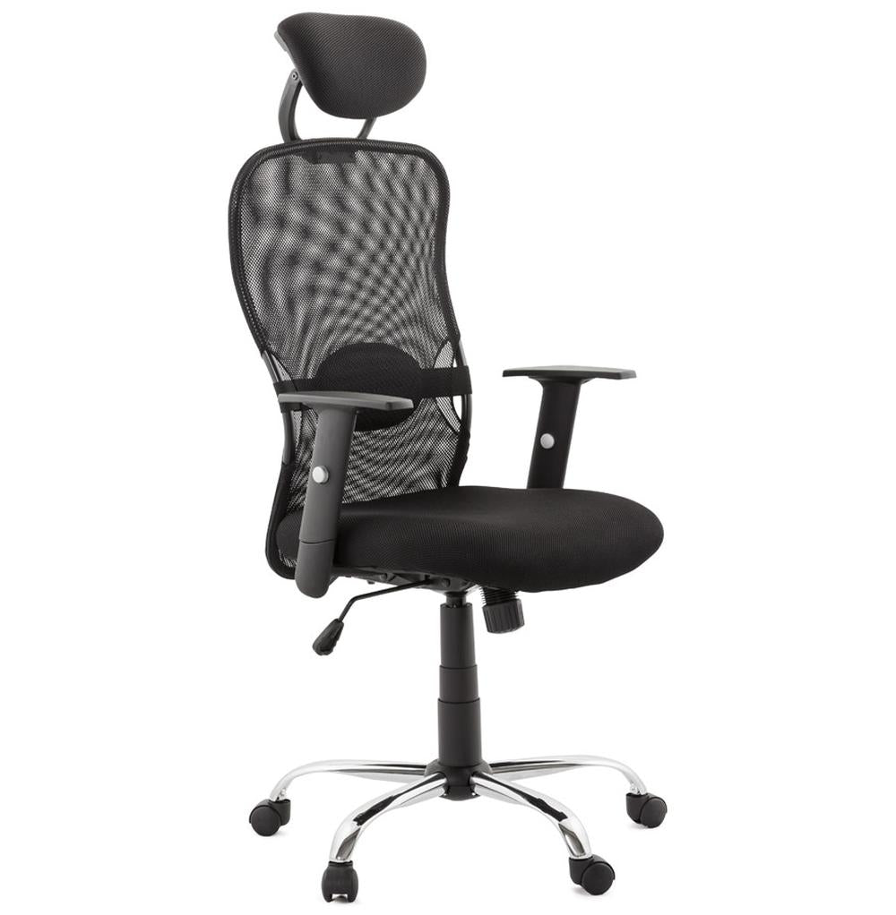 Ergonomischer Bürostuhl mit schwarzer Mesh-Rückenlehne - verstellbarer Kopfstütze und Armlehnen für optimalen Arbeitskomfort von Kadima Design_