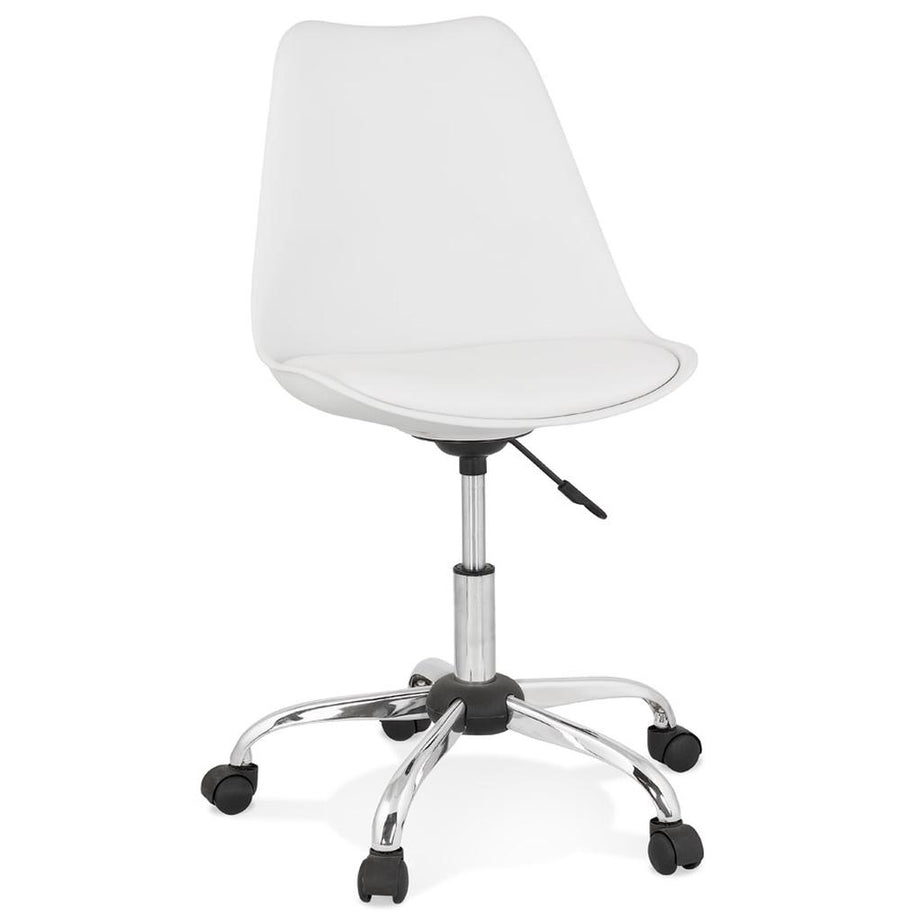 Ergonomischer Bürostuhl mit weißer Polyurethan-Sitzschale und Chromgestell - höhenverstellbar und 360° drehbar von Kadima Design_