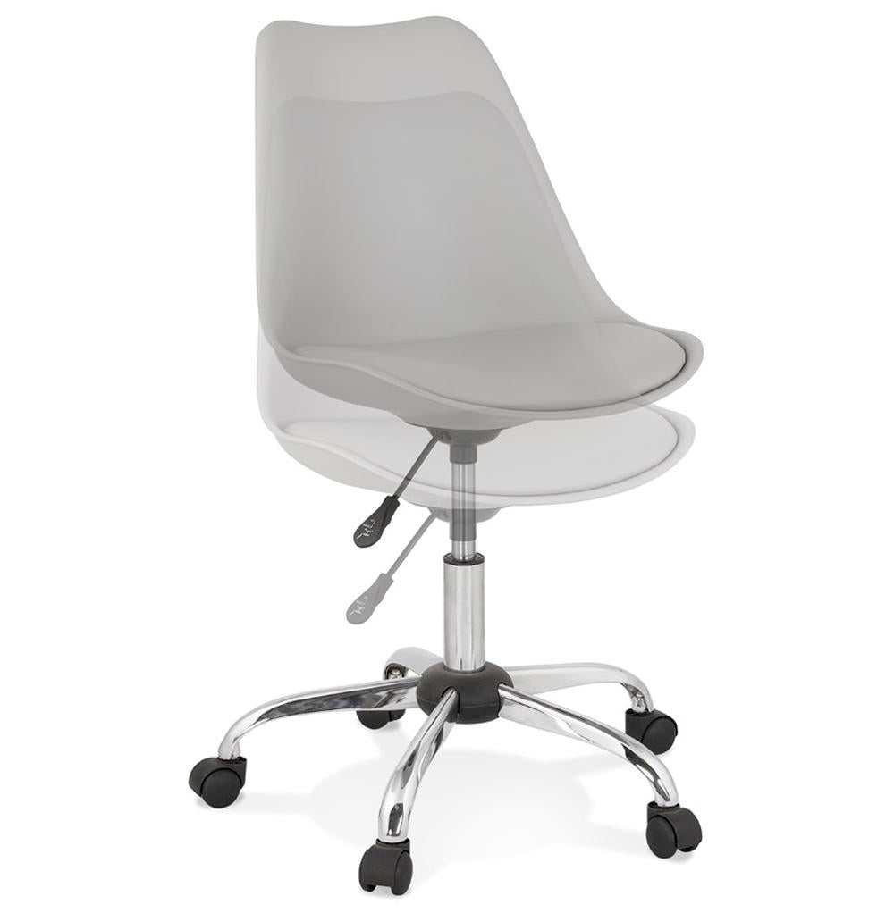 Grauer Schreibtischsessel mit ergonomischer Form und 81cm Höhe für optimale Arbeitshaltung von Kadima Design_