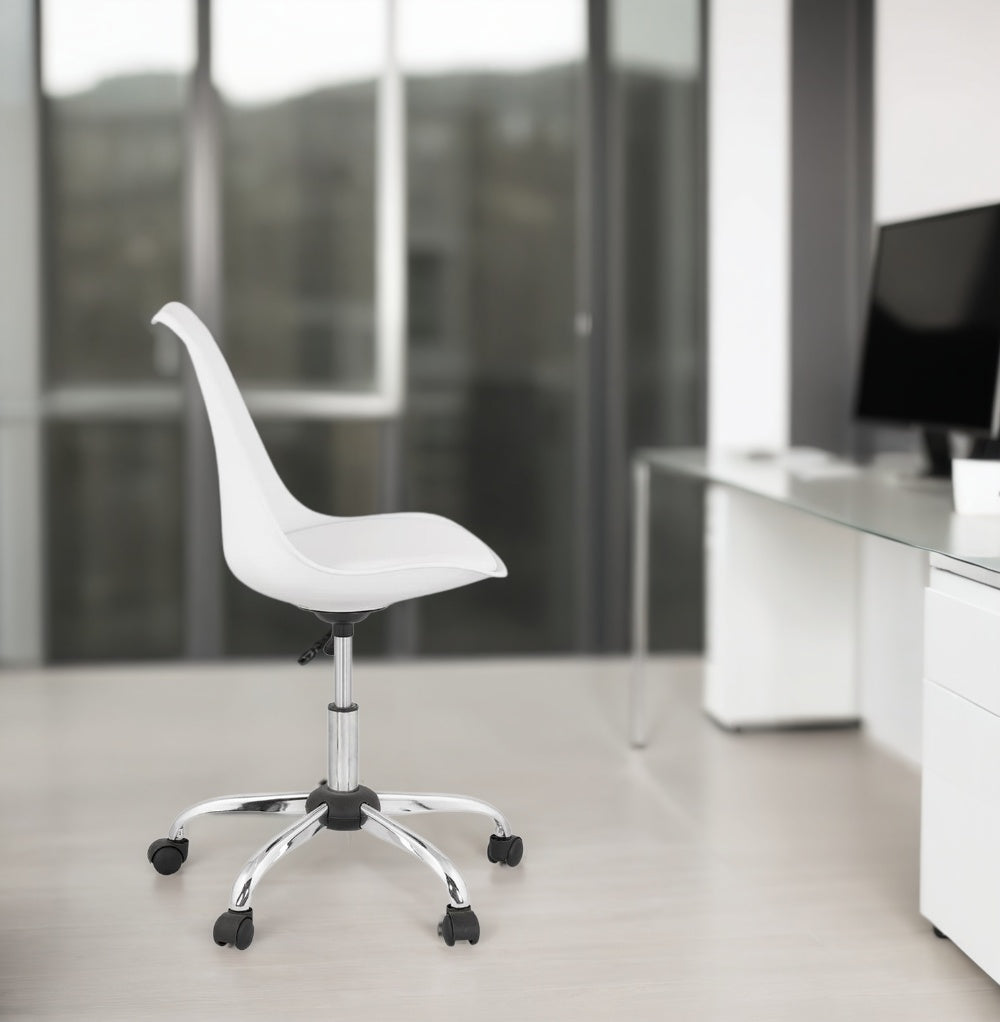 Bürodrehstuhl in Weiß mit ergonomischer Sitzschale - belastbar bis 120kg von Kadima Design_