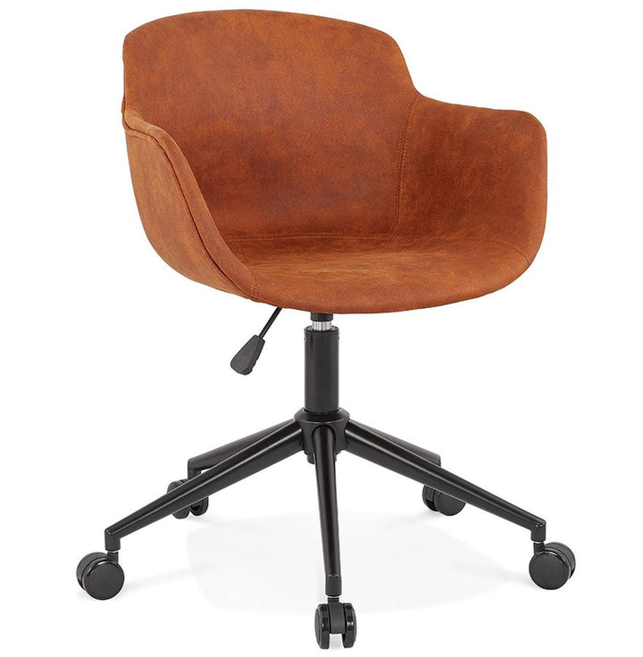 Ergonomischer Bürostuhl mit cognacbraunem Mikrofaser-Bezug - höhenverstellbarer Drehstuhl für Home-Office von Kadima Design_