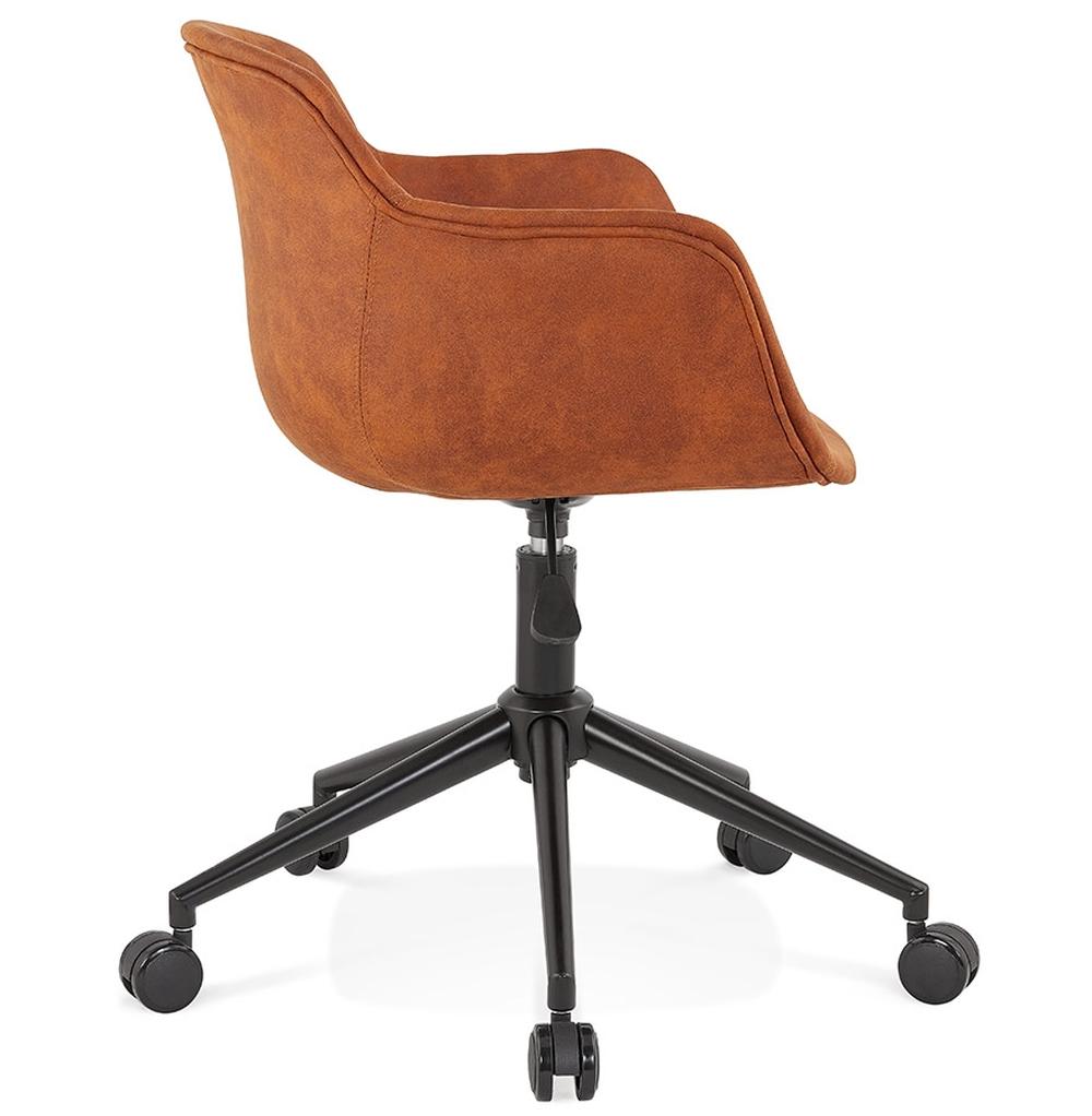 Schreibtischstuhl ergonomisch geformt - 120kg belastbar - cognacbraune Mikrofaser-Polsterung von Kadima Design_