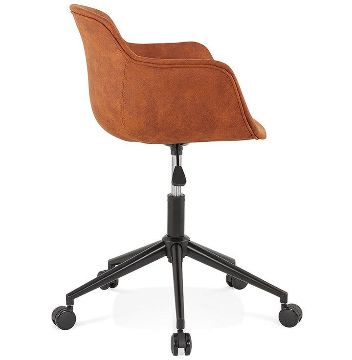 Ergonomischer Bürostuhl mit cognacbraunem Mikrofaser-Bezug - höhenverstellbarer Drehstuhl für Home-Office von Kadima Design_