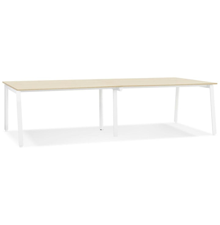 Schreibtisch beige-weiß - 280x140 cm MDF-Platte - weißes Metallgestell - für freundliche Büroatmosphäre - bis 120 kg belastbar - Kadima Design_