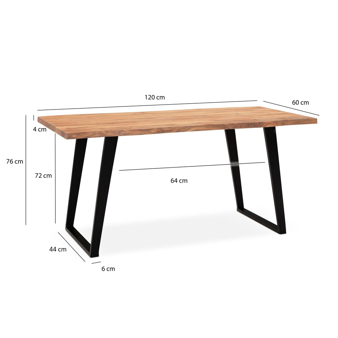 Homeoffice Schreibtisch mit schwarzem U-Metallgestell - 4cm starke Massivholzplatte - kompakte Maße von Kadima Design_