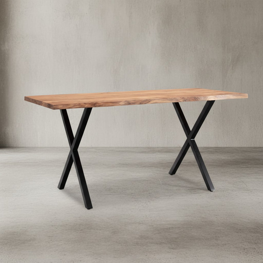 Schreibtisch mit X-Beinen aus Akazie Massivholz für kompakte Homeoffice Einrichtung von Kadima Design_