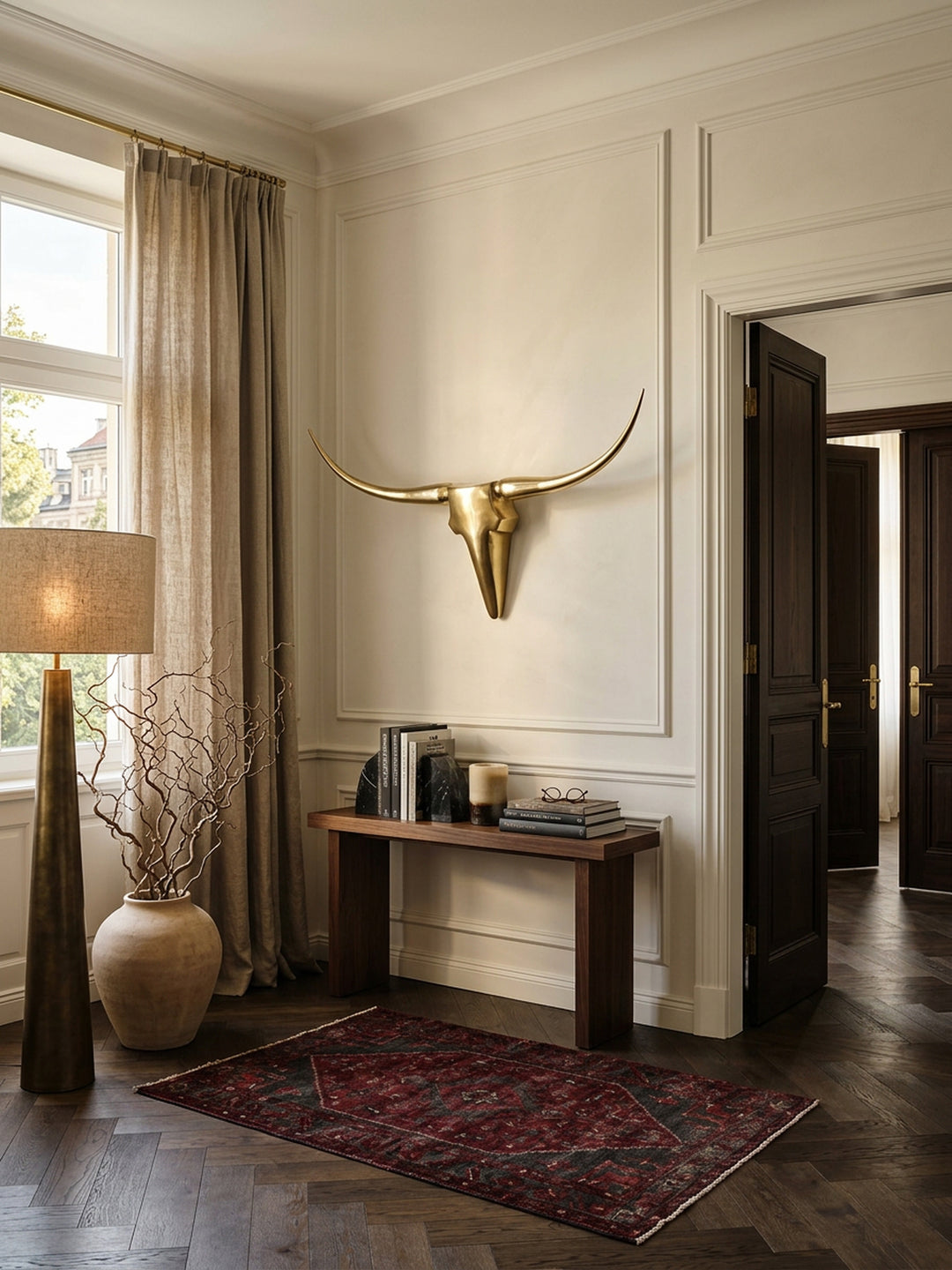 Deko Geweih Bull "L"_ Aluminium_ 125x60x10 cm_ Gold - Exklusive Wanddekoration - KADIMA DESIGN_Farbe_ Gold_ Größe_ 125x10x60 cm_