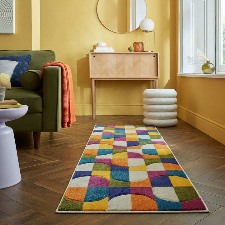 Bunter - langlebiger Teppich mit Retro-geometrischem Muster_Multi_Läufer_