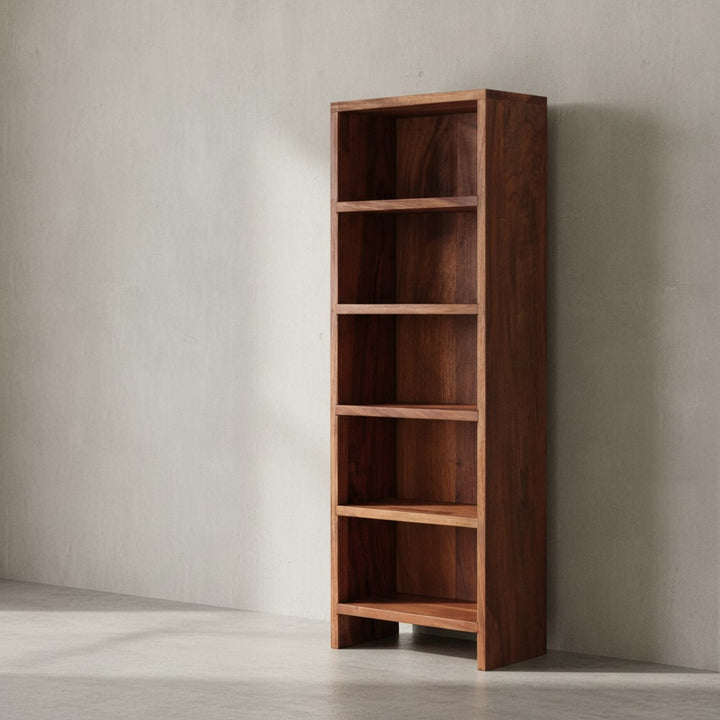 CD-Regal NAKO_ Massivholz_ 90 cm Höhe_ für 100 CDs_ Sheesham/Akazie_ pflegeleicht - KADIMA DESIGN_Farbe_ Braun_ Größe_ 30x17x90 cm_