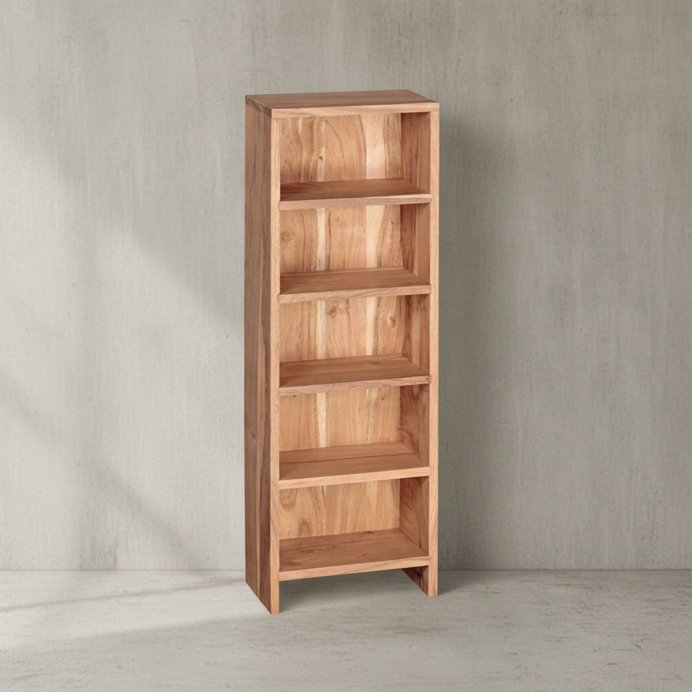 CD-Regal NAKO_ Massivholz_ 90 cm Höhe_ für 100 CDs_ Sheesham/Akazie_ pflegeleicht - KADIMA DESIGN_Farbe_ Beige_ Größe_ 30x17x90 cm_