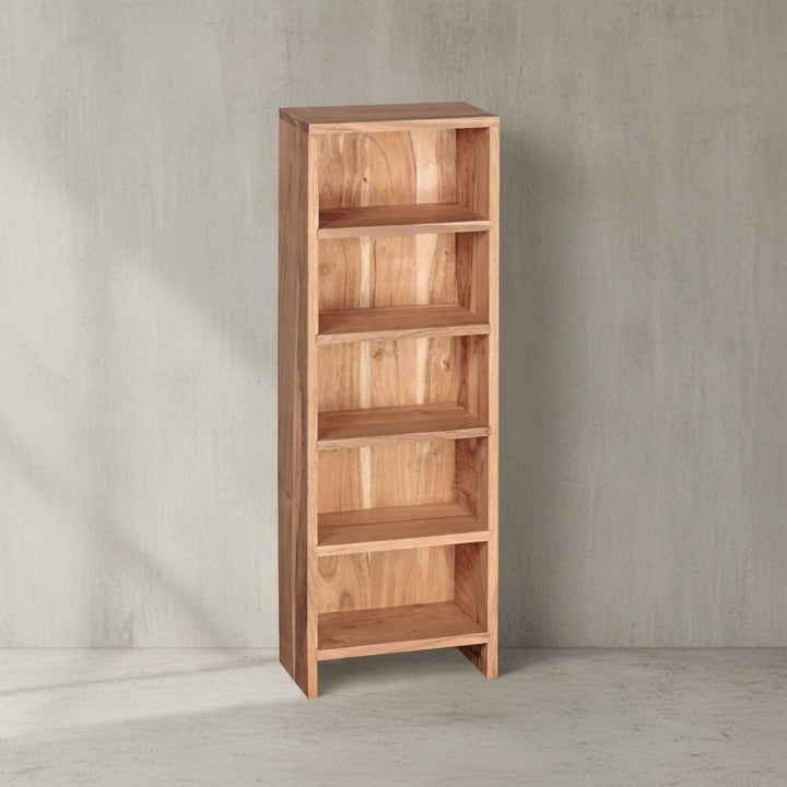 CD-Regal NAKO_ Massivholz_ 90 cm Höhe_ für 100 CDs_ Sheesham/Akazie_ pflegeleicht - KADIMA DESIGN_Farbe_ Beige_ Größe_ 30x17x90 cm_