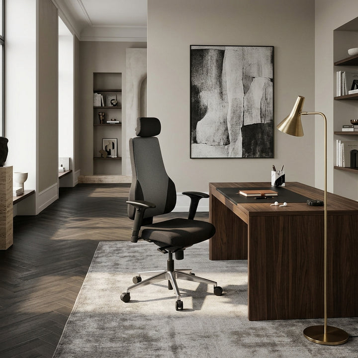 Chefsessel &amp;quot;Fabio&amp;quot;_ 3-Punkt-Synchronmechanik_ ergonomische Rückenlehne_ höhenverstellbare Kopfstütze_ Aluminium-Fußkreuz_ 120 kg Belastbarkeit - KADIMA DESIGN_Größe_ 63x63x149 cm_