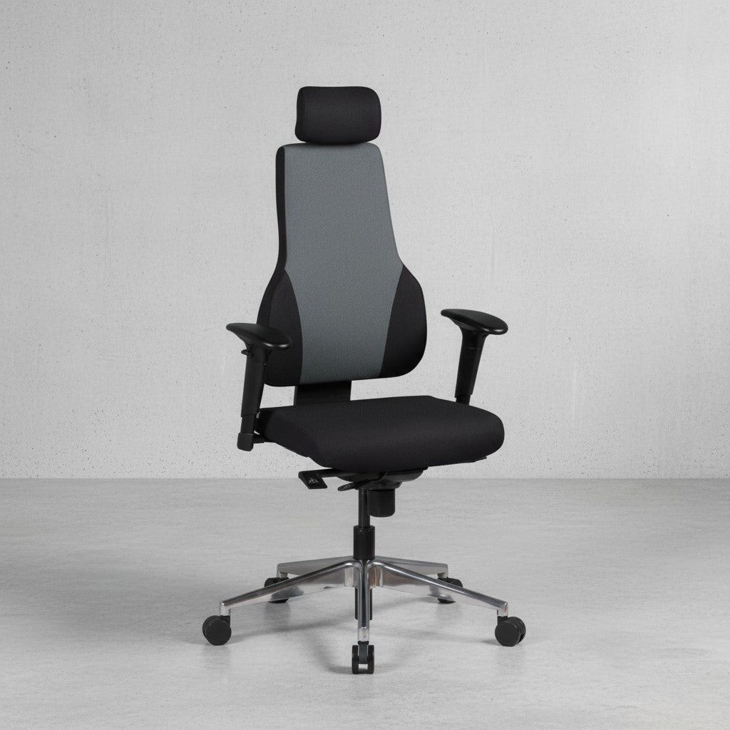 Chefsessel "Fabio"  3-Punkt-Synchronmechanik  ergonomische Rückenlehne  höhenverstellbare Kopfstütze  Aluminium-Fußkreuz  120 kg Belastbarkeit - KADIMA DESIGN Größe  63x63x149 cm