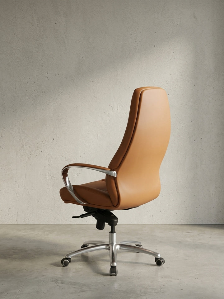 Bürostuhl Echtleder 70x68x130 cm robust langlebig mit Rollen und Höhenverstellung Möbel Wohnen Design Einrichtung modern Premium Home Office Interior Zuhause Wohnzimmer hochwertig elegant_