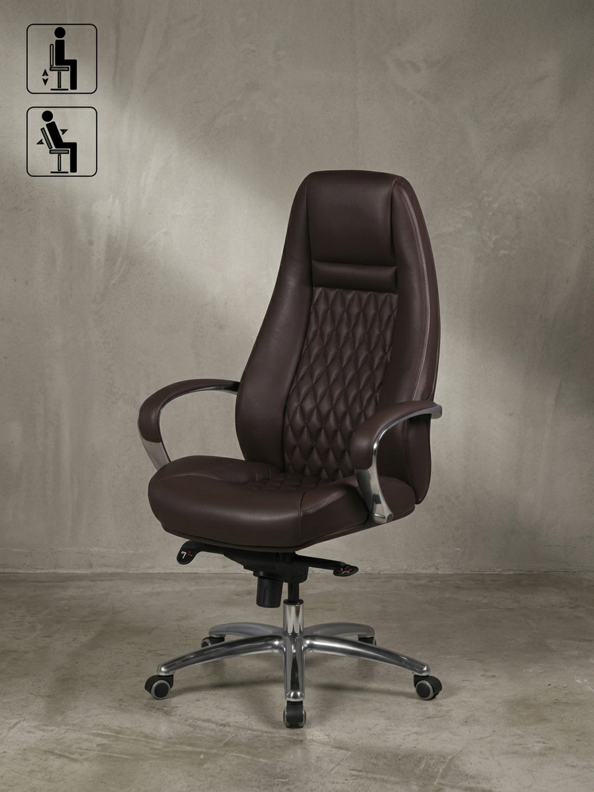Bürostuhl 70x68x130 cm Echtleder braun mit Rollen und Höhenverstellung Möbel Design Wohnzimmer Esszimmer Schlafzimmer modern hochwertig elegant Home Office Wohnen Einrichtung Interior