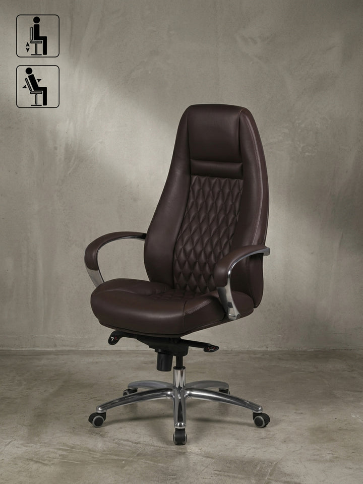 Bürostuhl 70x68x130 cm Echtleder braun mit Rollen und Höhenverstellung Möbel Design Wohnzimmer Esszimmer Schlafzimmer modern hochwertig elegant Home Office Wohnen Einrichtung Interior_