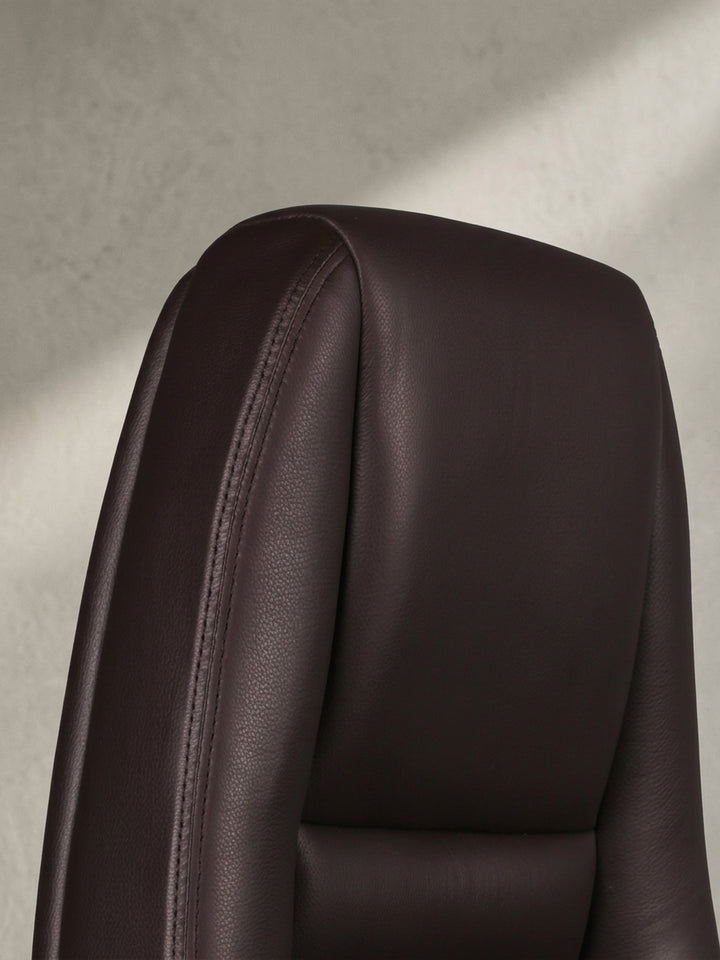 Bürostuhl aus Echtleder braun 70x68x130 cm mit Rollen und Höhenverstellung Design Möbel Einrichtung modern stilvoll robust hochwertig Premium Home Office Wohnen Interior Zuhause Wohnzimmer_