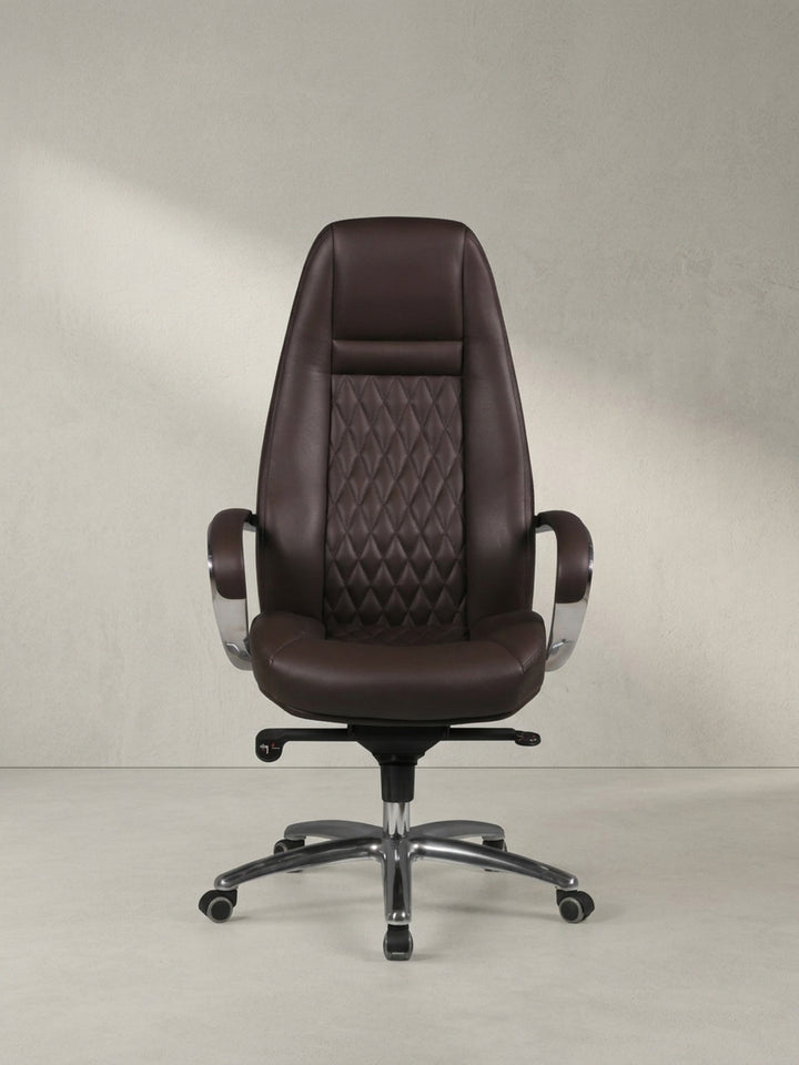 Bürostuhl aus hochwertigem Echtleder braun mit Rollen und Höhenverstellung 70x68x130 cm Design Möbel Premium Qualität modern Home Office Einrichtung stilvoll Wohnen Interior Zuhause_