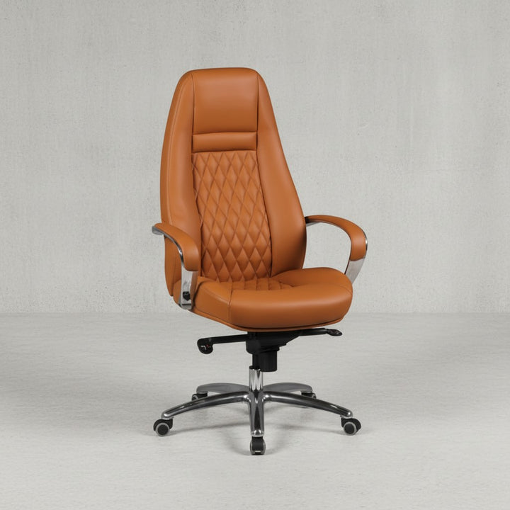 Chefsessel MADRID Echtleder_ ergonomisch_ Aluminium-Fußkreuz_ bis 120 kg_ 8 Stunden Sitzdauer - KADIMA DESIGN_Farbe_ Beige_ Größe_ 70x68x130 cm_