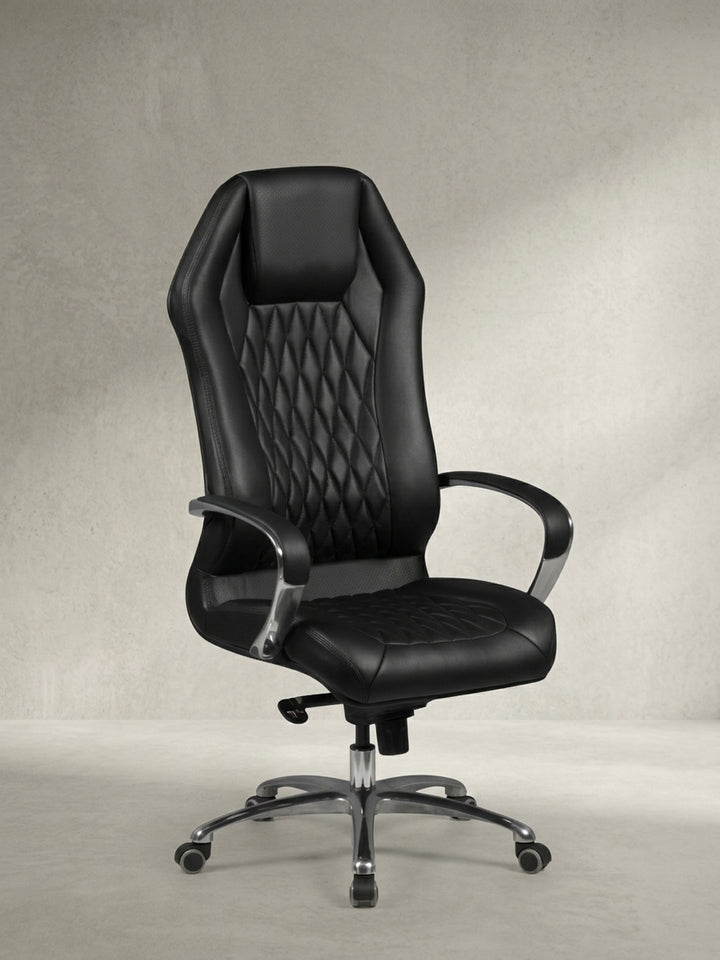 Bürostuhl aus hochwertigem Echtleder schwarz mit Rollen und Höhenverstellung 70x67x136 cm Design Möbel Premium Qualität modern Home Office Einrichtung stilvoll Wohnen Interior Zuhause_