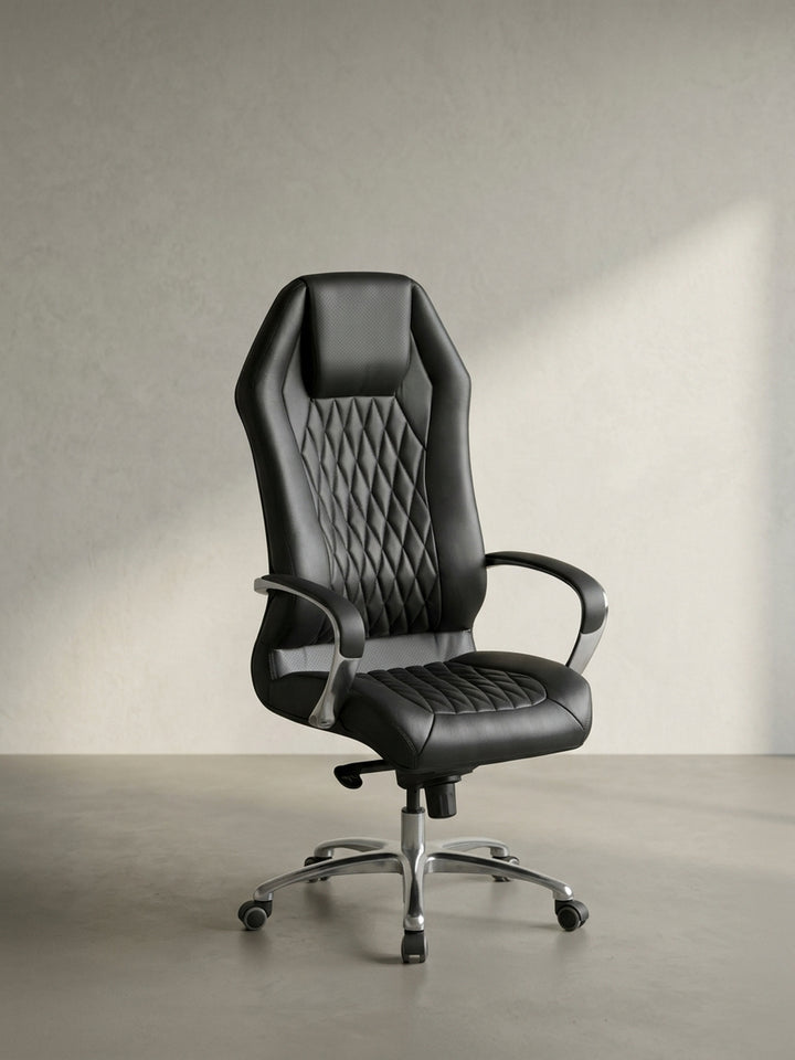 Bürostuhl 70x67x136 cm Echtleder schwarz mit Rollen und Höhenverstellung Möbel Design Wohnzimmer Esszimmer Schlafzimmer modern hochwertig elegant Home Office Wohnen Einrichtung Interior_