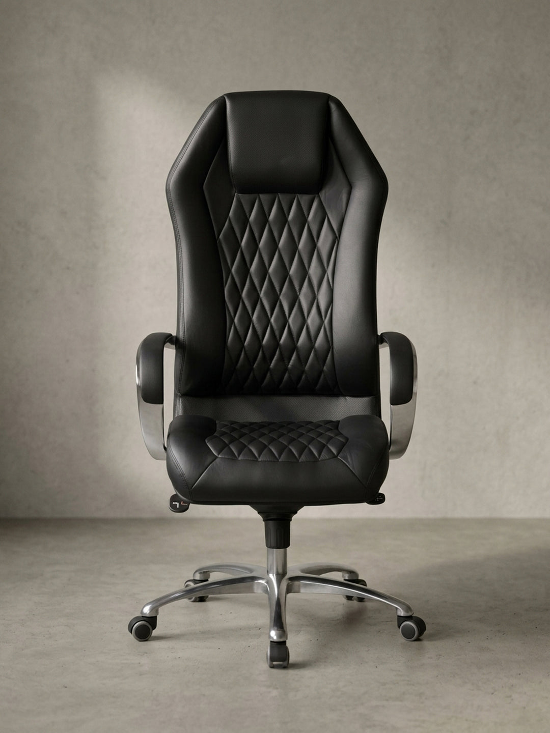 Bürostuhl aus Echtleder schwarz 70x67x136 cm mit Rollen und Höhenverstellung Design Möbel Einrichtung modern stilvoll robust hochwertig Premium Home Office Wohnen Interior Zuhause Wohnzimmer_