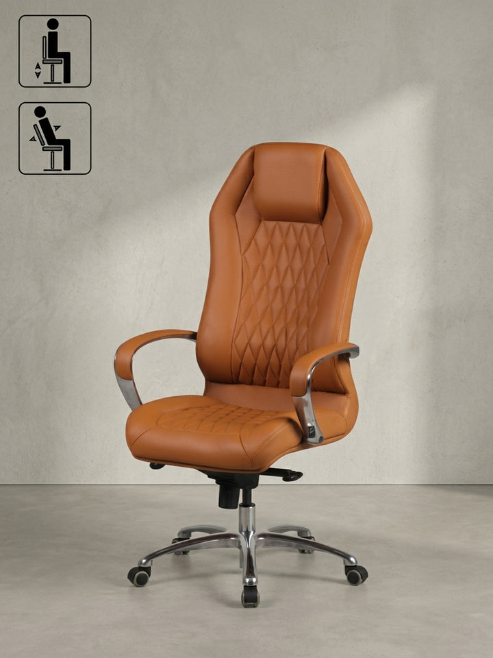 Bürostuhl Echtleder Design modern mit Rollen und Höhenverstellung 70x67x136 cm Möbel Einrichtung Home Office stilvoll zeitgenössisch elegant Wohnen Interior Zuhause Wohnzimmer hochwertig_