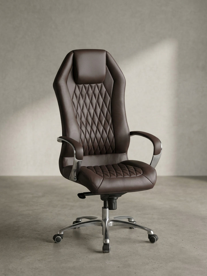 Bürostuhl Echtleder braun 70x67x136 cm mit Rollen und Höhenverstellung für Home Office Design Möbel modern hochwertig stilvoll robust langlebig Wohnen Einrichtung Interior Zuhause Wohnzimmer_