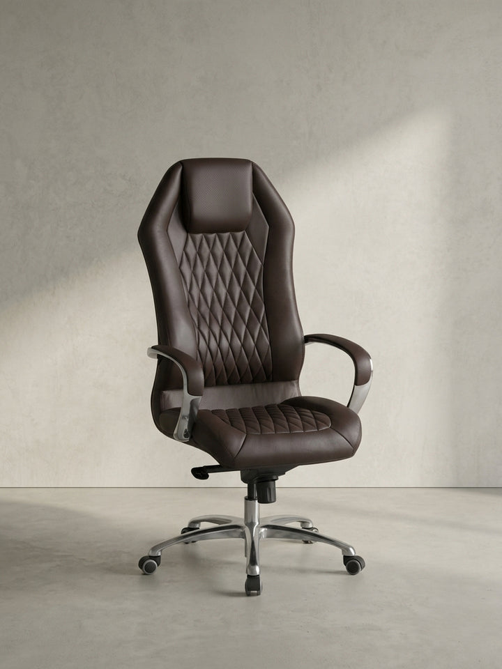 Bürostuhl Echtleder braun 70x67x136 cm robust langlebig mit Rollen und Höhenverstellung Möbel Wohnen Design Einrichtung modern Premium Home Office Interior Zuhause Wohnzimmer hochwertig_