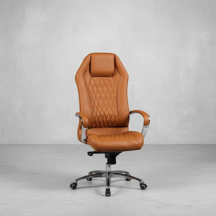 Chefsessel MILANO Echtleder_ Multiblockwippmechanik_ Lendenwirbelunterstützung_ Aluminiumfußkreuz - KADIMA DESIGN_Farbe_ Beige_ Größe_ 70x67x136 cm_