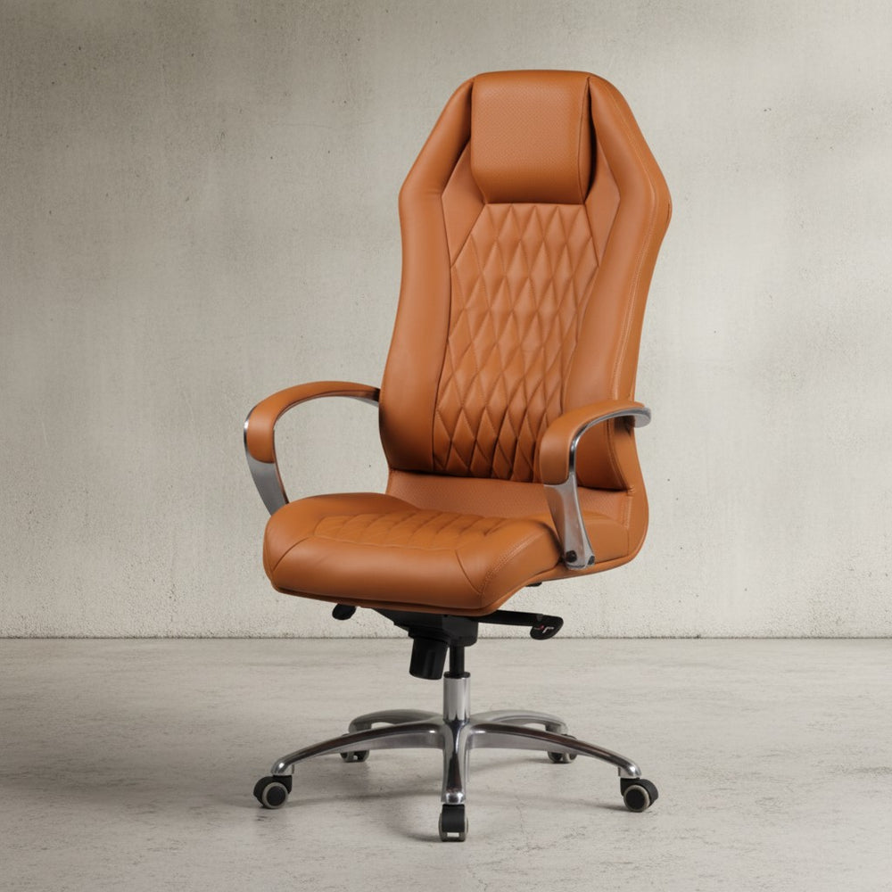 Chefsessel MILANO Echtleder_ Multiblockwippmechanik_ Lendenwirbelunterstützung_ Aluminiumfußkreuz - KADIMA DESIGN_Farbe_ Beige_ Größe_ 70x67x136 cm_