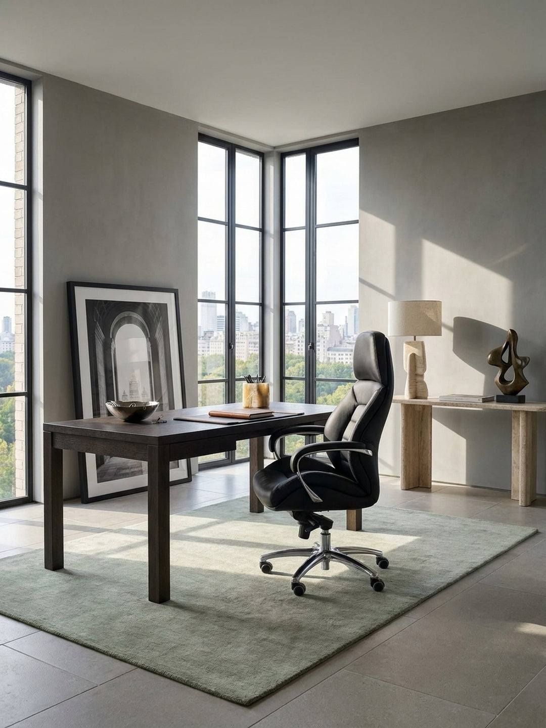 Bürostuhl Eiche Massivholz schwarz 67x67x137 cm in modernem Home-Office Einrichtung Design Möbel mit Rollen und Höhenverstellung hochwertig modern stilvoll einrichten Wohnen Interior Zuhause_
