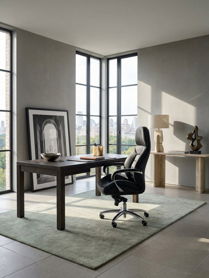 Bürostuhl Eiche Massivholz schwarz 67x67x137 cm in modernem Home-Office Einrichtung Design Möbel mit Rollen und Höhenverstellung hochwertig modern stilvoll einrichten Wohnen Interior Zuhause_