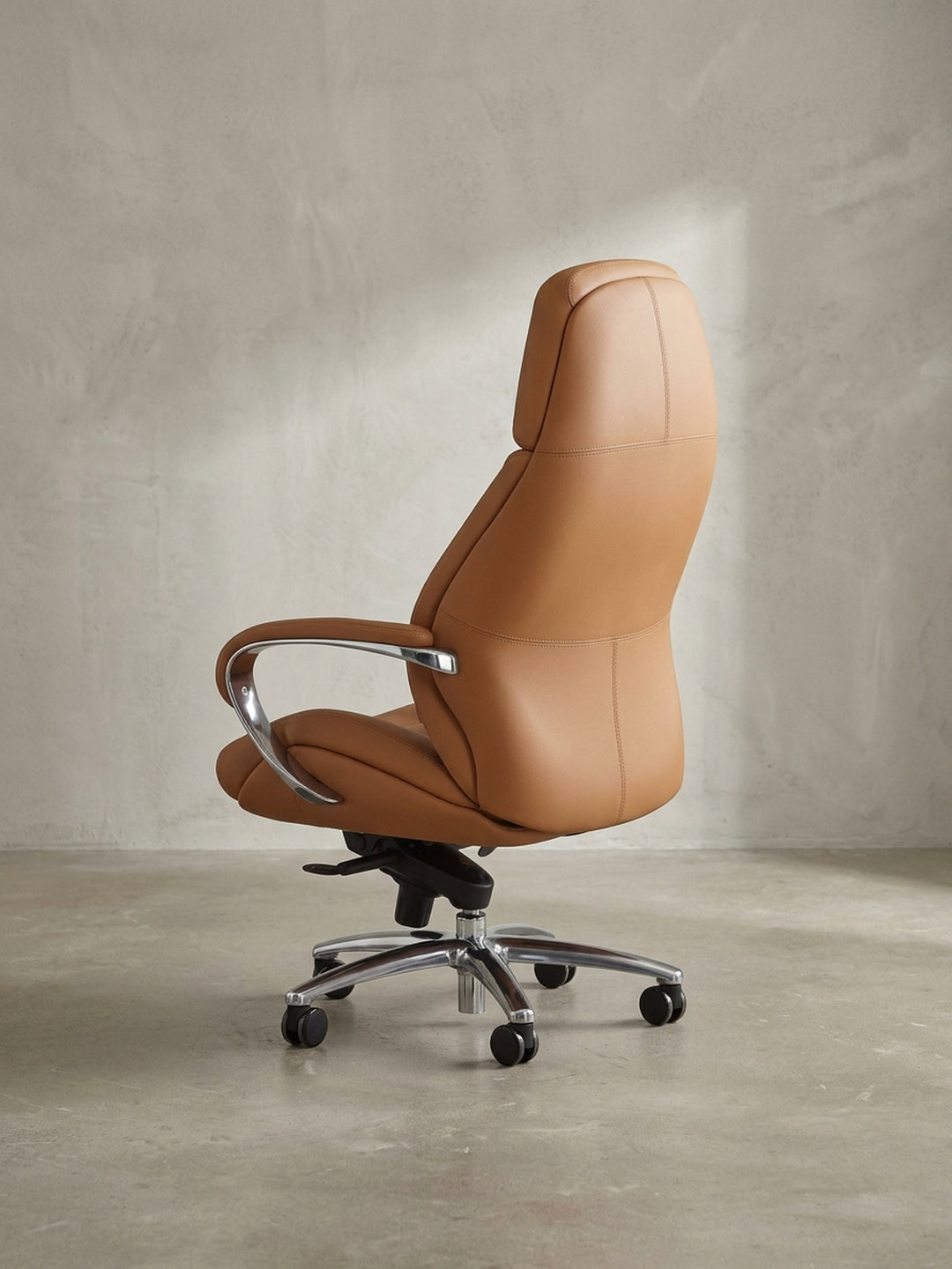 Bürostuhl aus Eiche Massivholz 67x67x137 cm mit Rollen und Höhenverstellung Design Möbel Einrichtung modern stilvoll robust hochwertig Premium Home Office Wohnen Interior Zuhause Wohnzimmer_