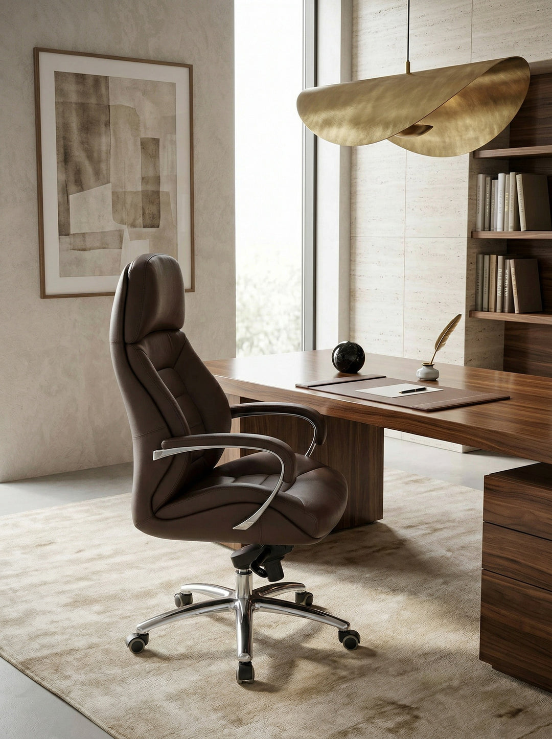 Chefsessel MIRON aus Leder_ Multiblockwippmechanik_ bis 120 kg_ in 3 Farben verfügbar - KADIMA DESIGN_Farbe_ Braun_ Größe_ 67x67x137 cm_