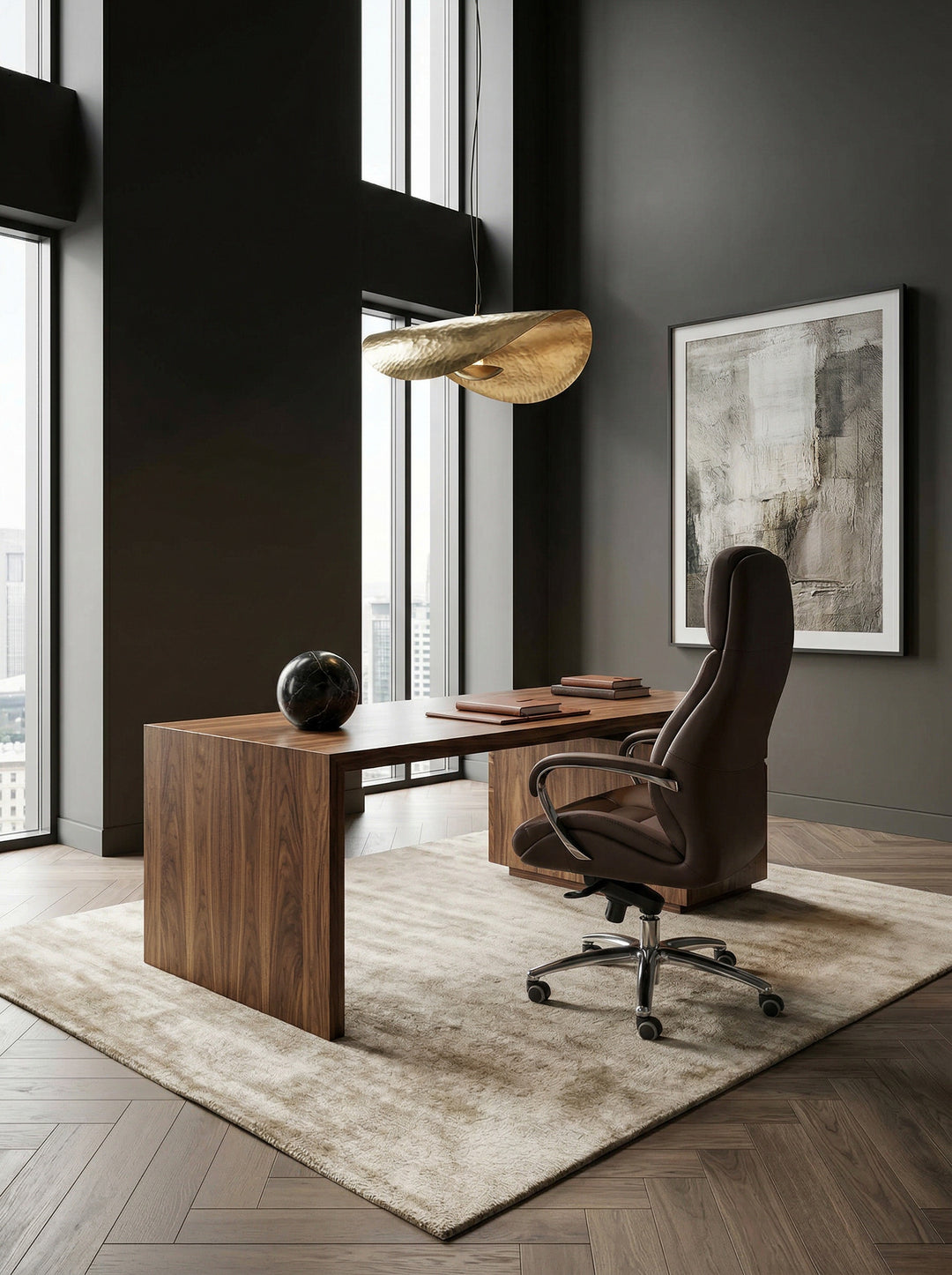 Chefsessel MIRON aus Leder_ Multiblockwippmechanik_ bis 120 kg_ in 3 Farben verfügbar - KADIMA DESIGN_Farbe_ Braun_ Größe_ 67x67x137 cm_