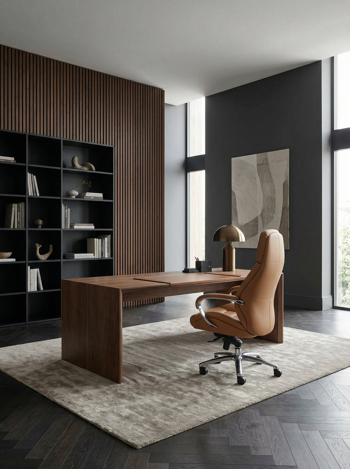 Ergonomischer Chefsessel Miron aus echtem Leder mit Multiblock-Wippmechanik und Leichtlaufrollen für modernes Arbeitszimmer KADIMA DESIGN